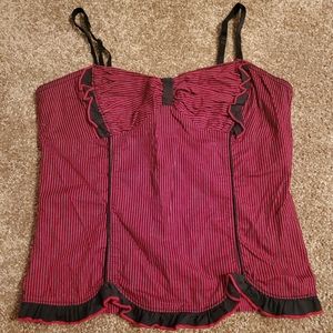 Red Black Stripes Corset Top